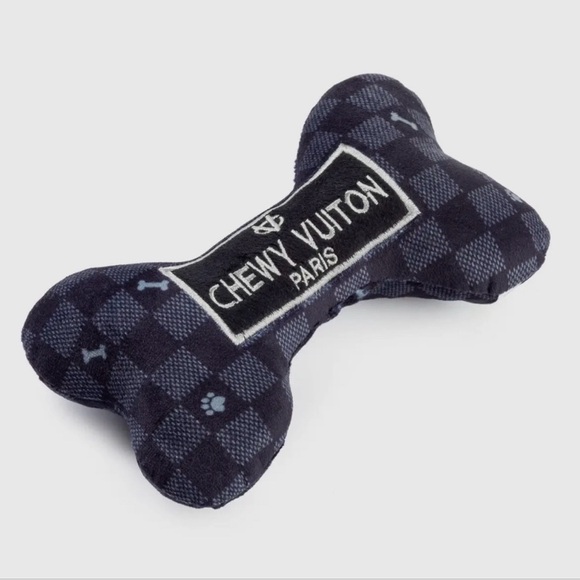 Other - Small BLACK CHECKER CHEWY VUITON BONE SQUEAKER DOG TOY NWT